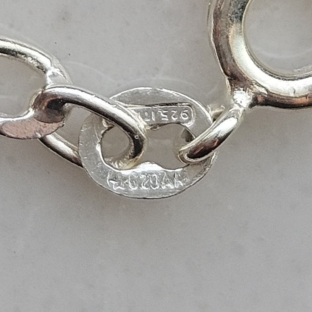 Vintage 925 ITALY Sterling Silver ID Open Heart Bracelet Approx. 7" L - Picture 7 of 8